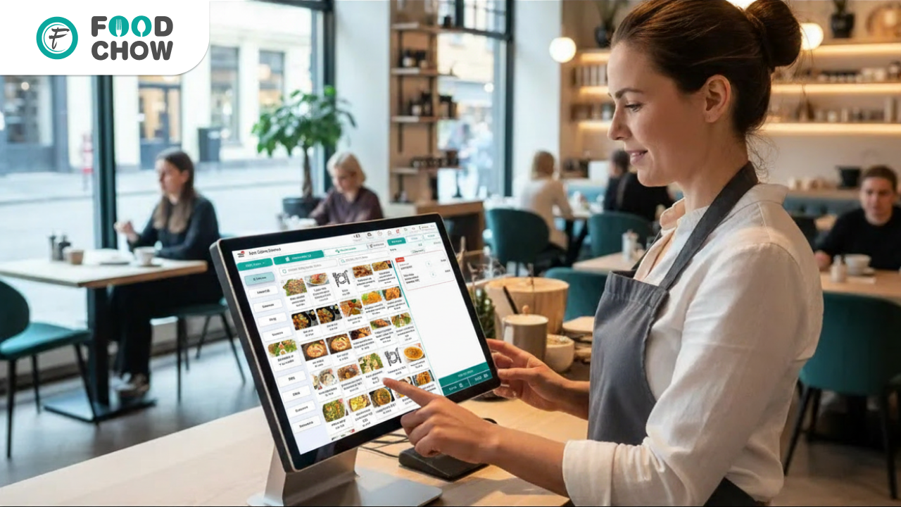 Restaurant POS system in Norway with FoodChow software supporting cashless payments and digital ordering
